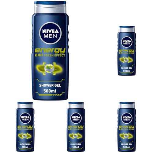 Nivea Men Duschgel, Energie, 3-in-1, 500 ml (Packung mit 5) von Nivea Men