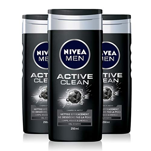 Nivea Men Duschgel Active Clean 3in1, 250 ml, 3 Stück von Nivea Men