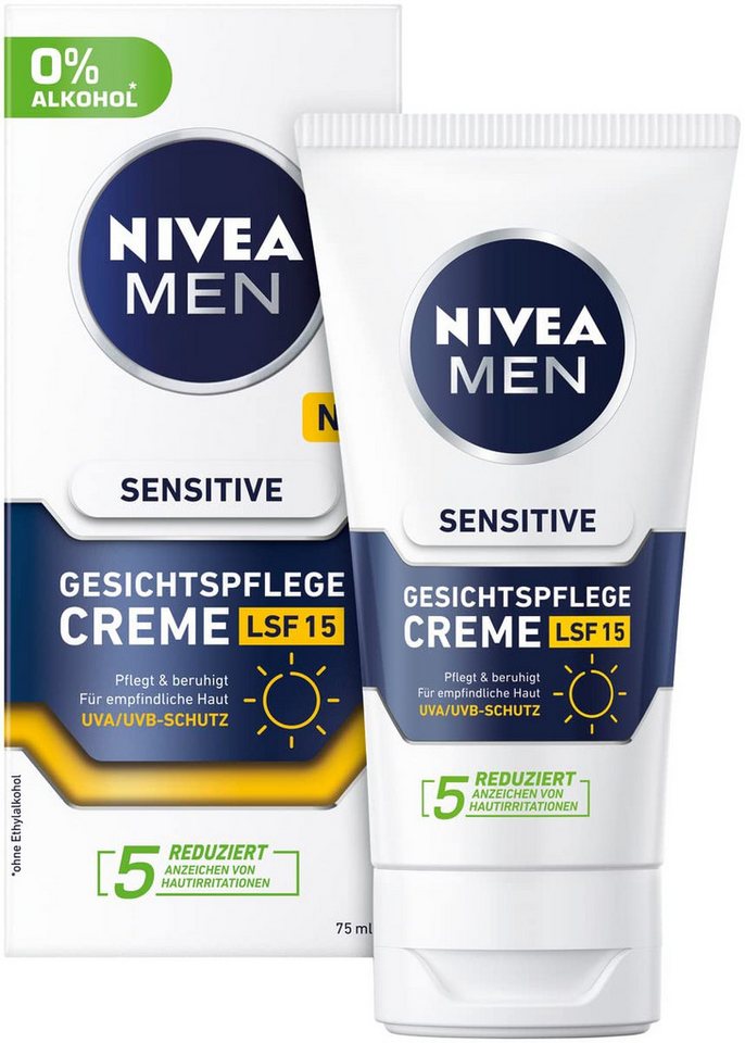 Nivea Men Gesichtspflege Sensitive Gesichtspflege Creme LSF 15, 1-tlg. von Nivea Men
