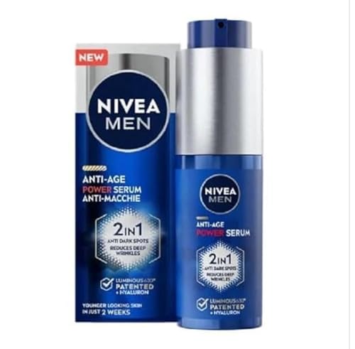 NIVEA MEN Anti-Age Power Serum gegen Flecken, 30 ml, Gesichtsserum für Herren, Anti-Falten und Flecken, Gesichtsserum mit Hyaluronsäure und patentiertem Thiamidol für die tägliche Hautpflege für von NIVEA MEN