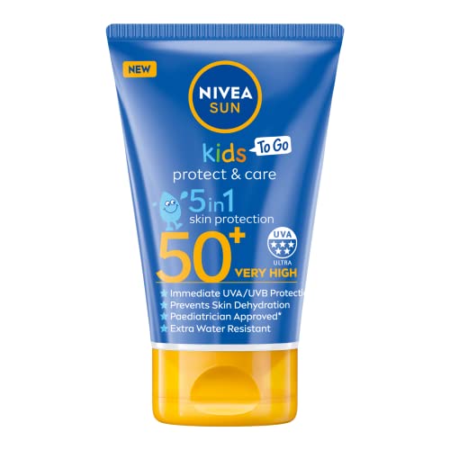 Nivea Sun NIVEA SUN Kids Protect and Care LSF 50+ To Go Lotion (50 ml), wasserfester Sonnencreme für Kinder bietet hochwirksamen UVB-Schutz und 5-Sterne-UVA-Schutz von Nivea Sun