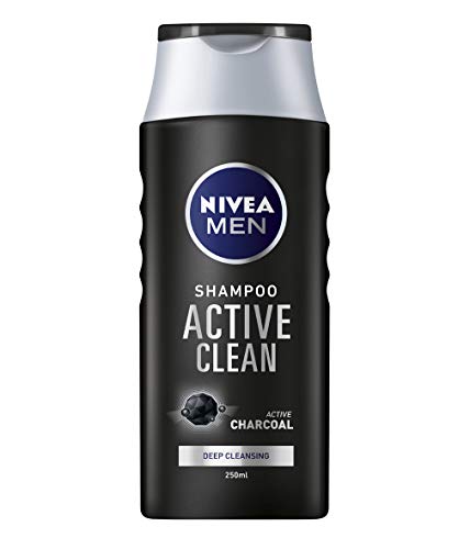 Nivea Men Active Clean Shampoo, Aktivkohle-Shampoo für normales bis fettiges Haar, Tiefenreinigungsshampoo für Herren mit einem frischen, maskulinen Duft, 250 ml von Nivea Men