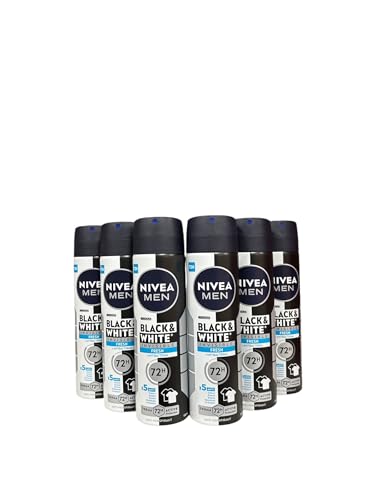 6er Pack - Nivea Deospray Men - Invisible Black & White Fresh - 150 ml von Nivea