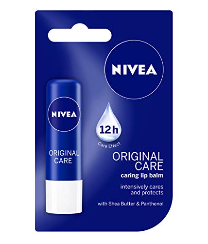 NIVEA Lip Balm Original Care (4,8g) schützende Lippenfeuchtigkeitspflege mit Sheabutter und natürlichen Ölen, pflegender Lippenbalsam für 24h Feuchtigkeitspflege, Melt-In Lippenpflege von Nivea