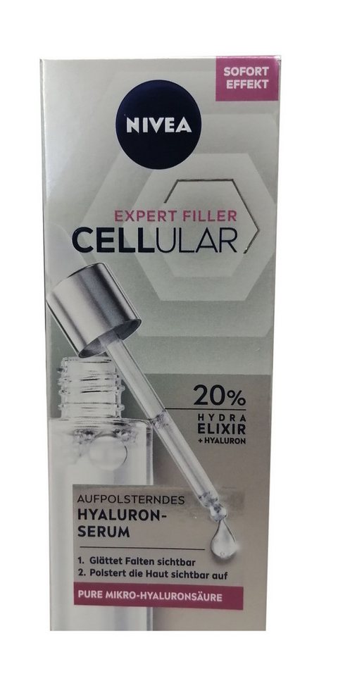 Nivea Anti-Falten-Serum 1x NIVEA Cellular Expert Filler Aufpolsterndes Hyaluron-Serum 30 ml, 1-tlg., Gesichtspflege für geglättete Falten von Nivea