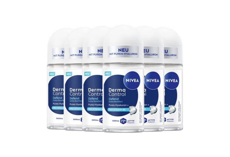 Nivea Deo-Roller Deodorant Derma Control Defend Roll-On 6 x 50ml, 6-tlg. von Nivea