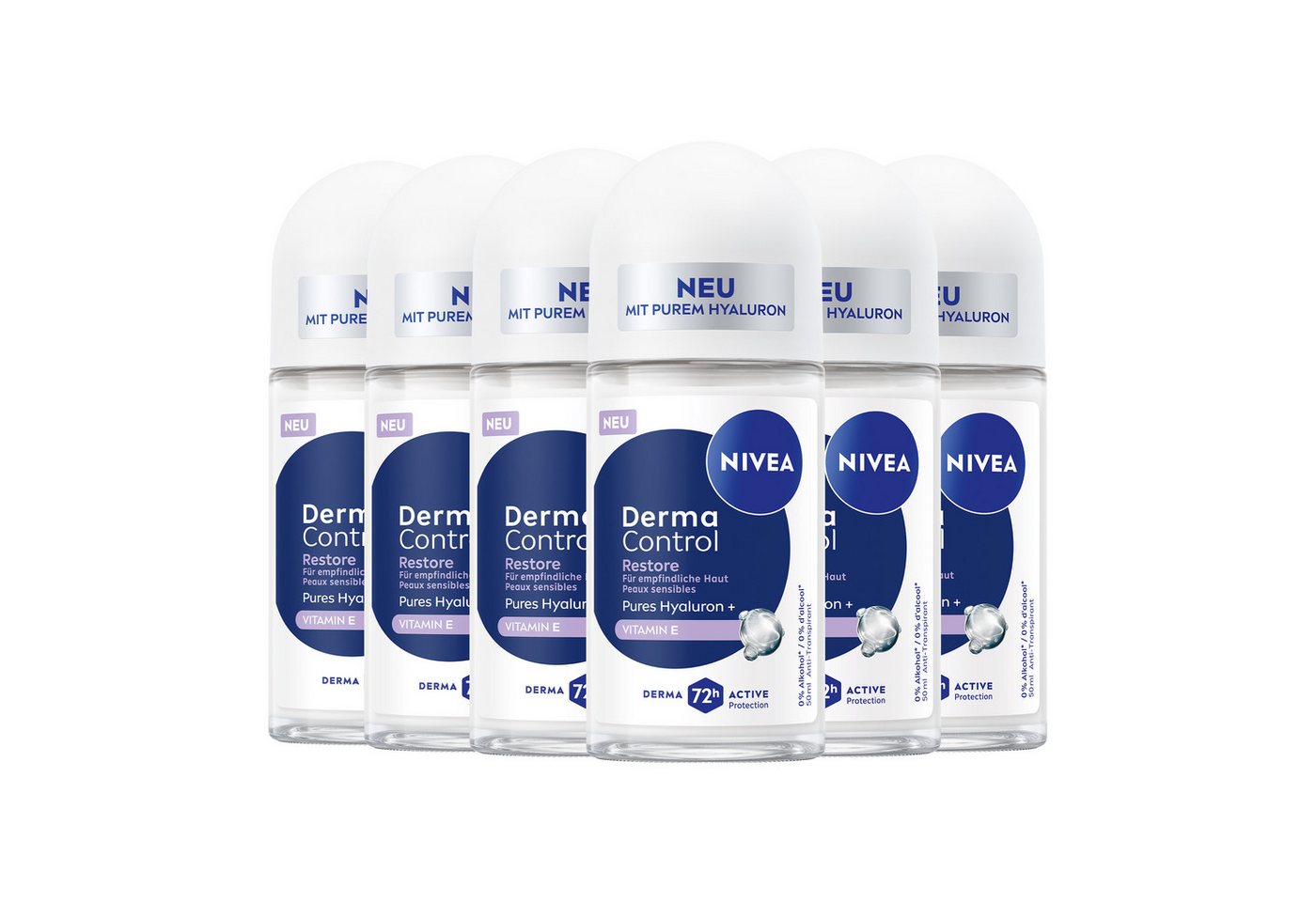 Nivea Deo-Roller Deodroant Derma Control Restore Roll-On 6 x 50ml, 6-tlg. von Nivea