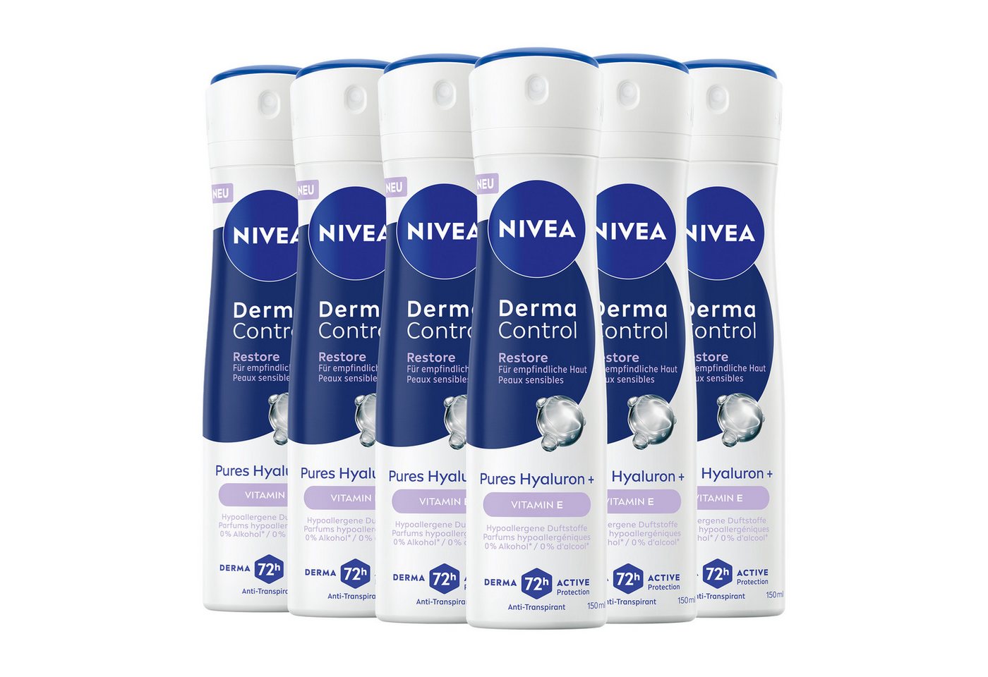Nivea Deo-Spray Deodorant Derma Control Restore Deospray 6 x 150ml, 6-tlg. von Nivea