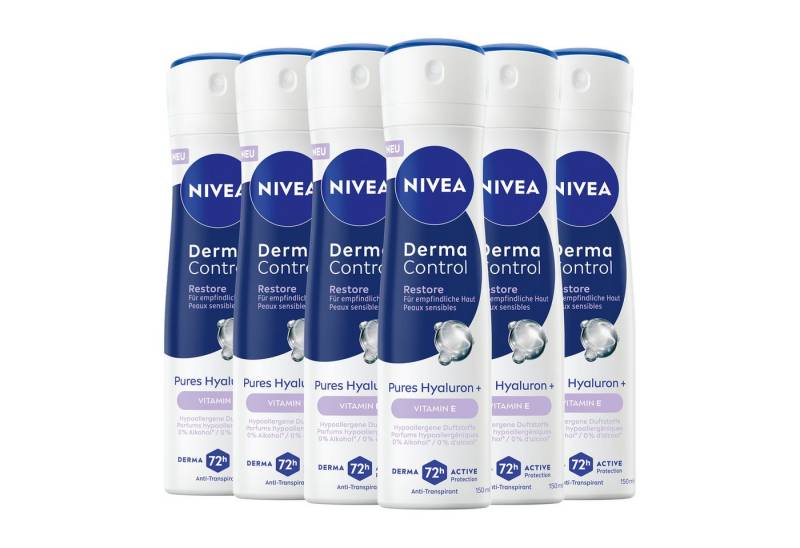 Nivea Deo-Spray Deodorant Derma Control Restore Deospray 6 x 150ml, 6-tlg. von Nivea