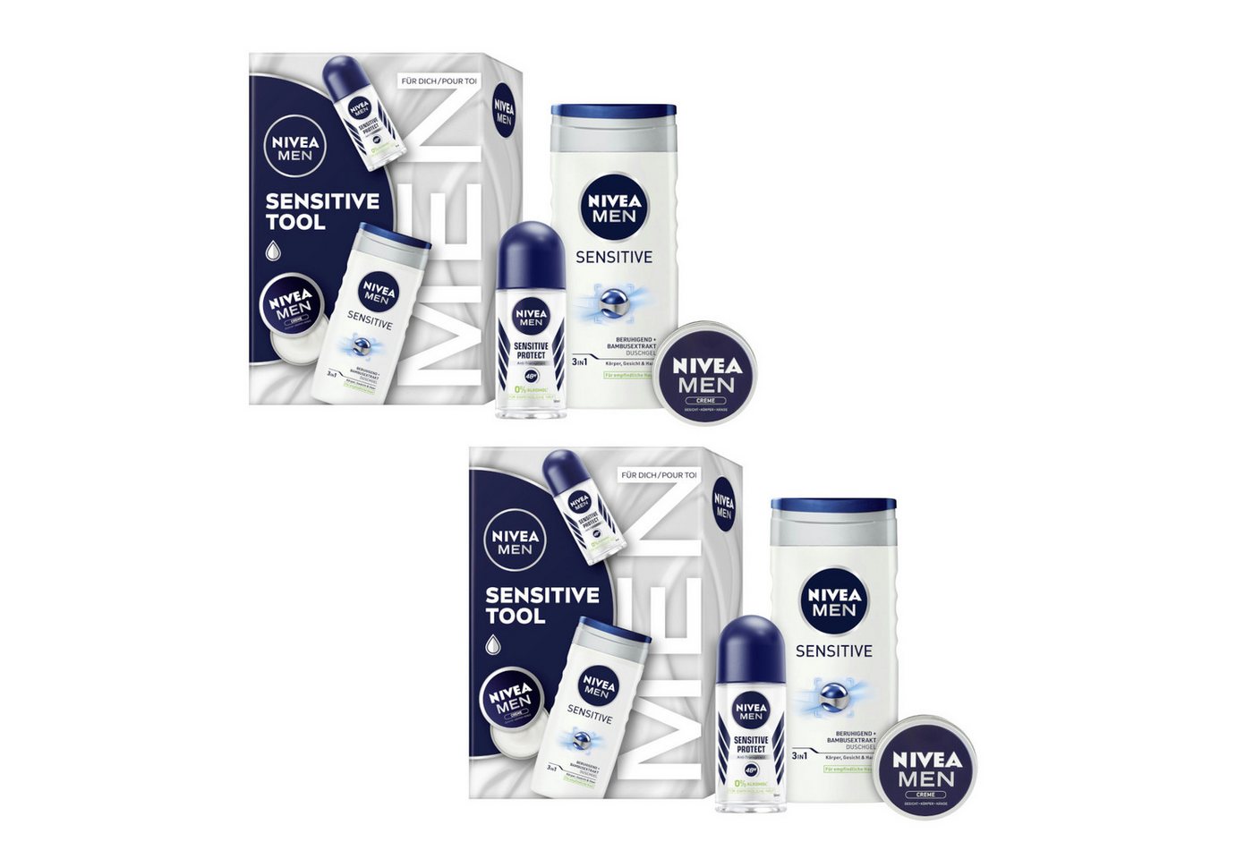 Nivea Feuchtigkeitspflege-Set MEN 2 x Geschenkset, Sensitive Pflegedusche + Roll-On Set Nivea Feuchtigkeitspflege-Set MEN 2 x Geschenkset, Sensitive Pflegedusche + Roll-On Set von Nivea