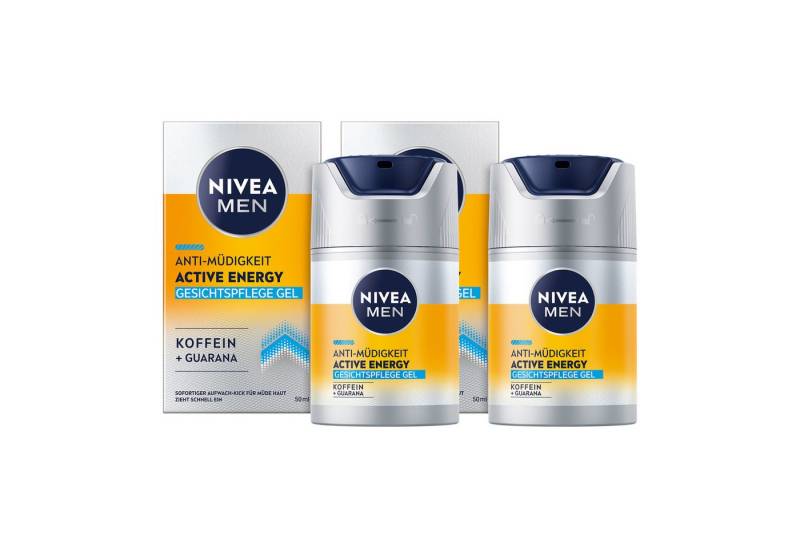 Nivea Men Gesichtsgel Active Energy Gesichtspflege Gel Anti-Müdigkeit 2x50ml Set, mit Guarana von Nivea Men
