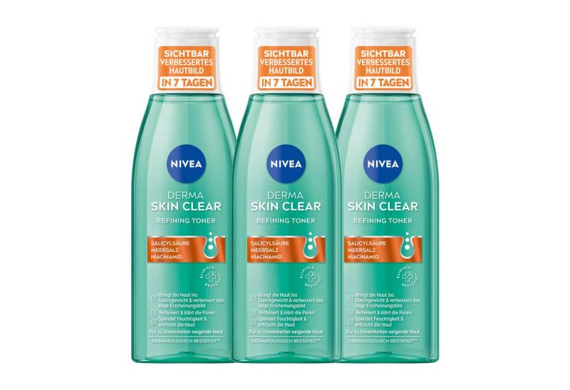 Nivea Gesichtspflege 3 x Derma Skin Clear Refining Toner 200 ml Set, 3-tlg. von Nivea