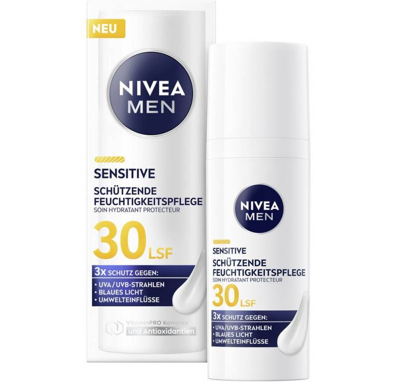 Nivea Men Gesichtspflege Sensitive Schützende Feuchtigkeitspflege LSF30, 1-tlg., Sofortiger Feuchtigkeits-Boost von Nivea Men