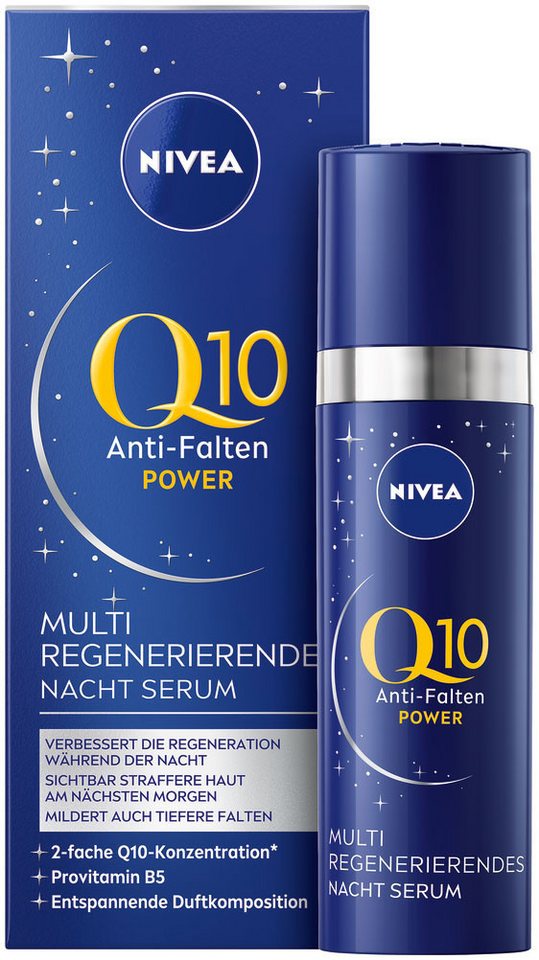 Nivea Gesichtsserum Q10 Power MULTI REGENERIERENDES NACHT SERUM, Mindert selbst tiefe Falten, für jeden Hauttyp geeignet. von Nivea