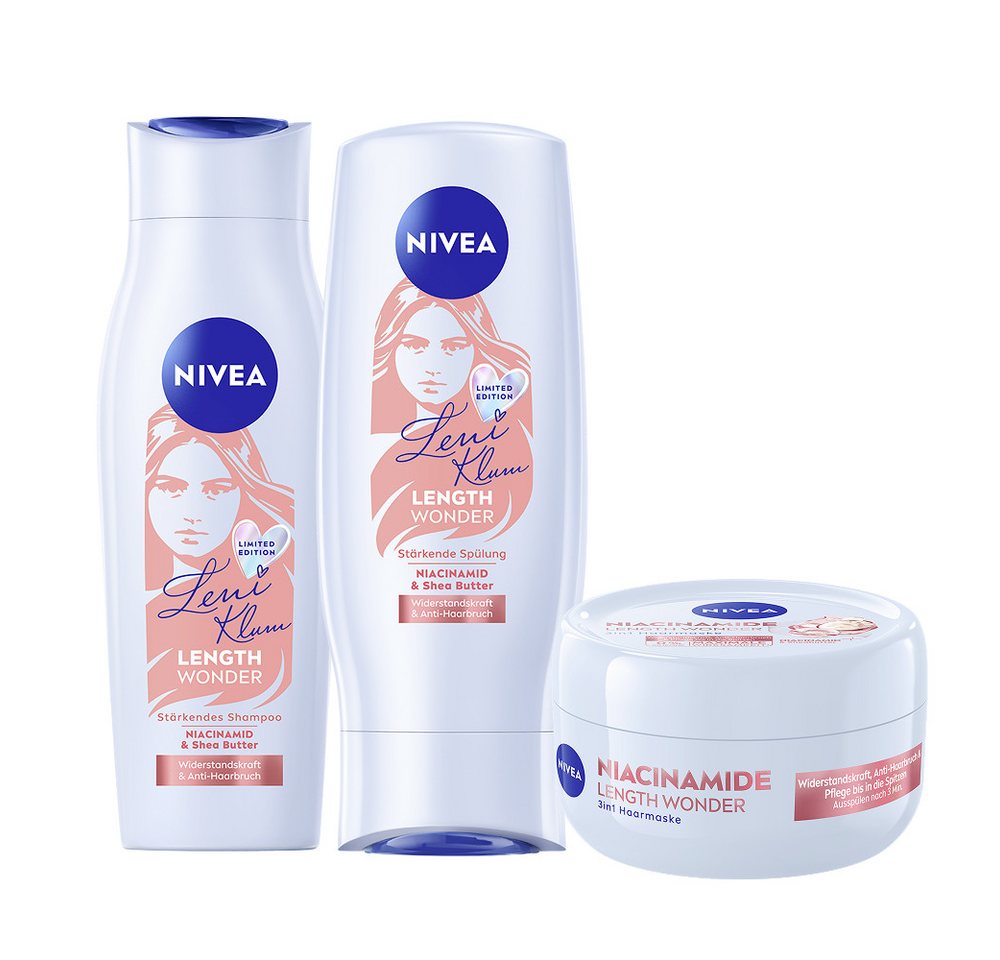 Nivea Haarpflege-Set Leni Klum Limited Edition Length Wonder Shampoo, Spülung, Haarmaske, 3-tlg., Set 3-tlg. von Nivea