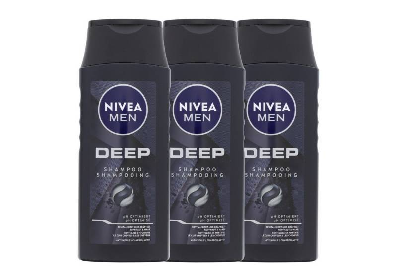 Nivea Haarshampoo 3x NIVEA MEN Deep Shampoo mit Aktivkohle revitalisierende Tiefenreinig von Nivea