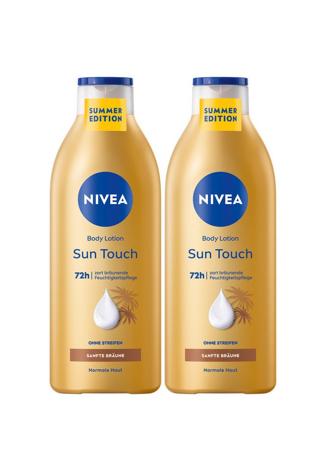Nivea Körperlotion 2er Set Body Lotion Sun Touch 2 x 400 ml, 2-tlg., 72h zart bräunende Feuchtigkeitspflege von Nivea