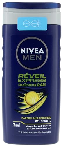 Nivea Men Wecker Express Duschgel, Frische, 24 Stunden, 3-in-1, Gesicht, Körper und Haar, 250 ml von NIVEA
