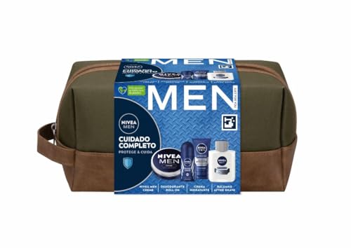 NIVEA MEN Complete Care Pack Kulturbeutel, Geschenkset für Herren mit Gesichtscreme (1 x 75 ml), Ganzkörper-Feuchtigkeitscreme (1 x 150 ml), After Shave Balm (1 x 100 ml), Deodorant (1 x 100 ml) von NIVEA