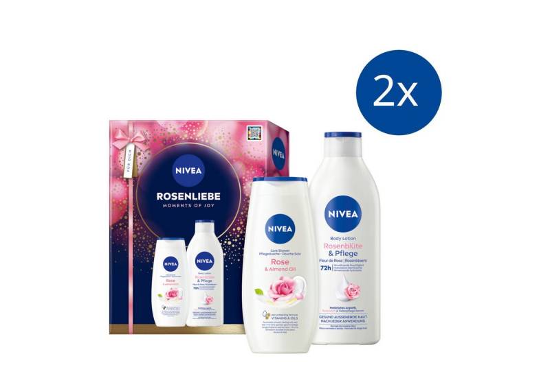 Nivea Pflege-Geschenkset NIVEA Rosenliebe 2 x Geschenkset Duschgel 250 ml und Bodylotion 400ml Set, 4-tlg. von Nivea