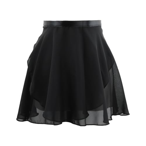 Nivofu Ballett Wickelrock Damen, Kurz Ballettrock Wickelrock Chiffon, Verstellbare Taille Krawatten, für Mädchen Damen (DE/NL/SE/PL, Alphanumerisch, S, Regular, Regular, Schwarz) von Nivofu