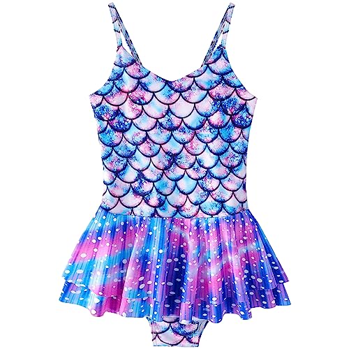 Nivofu Mädchen Badeanzug, Kinder Schwimmanzug Badeanzug Mädchen Meerjungfrau Badeanzüge, Süß Badebekleidung Kinder Bademode, Einteiliger Bademode mit Rock(7-8 Jahre) von Nivofu