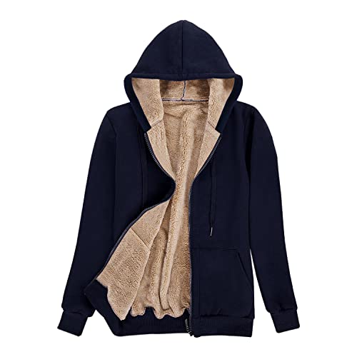 Niwicee Damen Kapuzenpullover mit Reißverschluss Winter Plus Fleecepullover Langarm Kapuzenjacke Sweatshirt Plus Dicke Hoodie Fleecejacke Sweatjacke Mit Kapuze von Niwicee