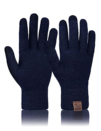 Niwicee Handschuhe Herren Winter Handschuhe Damen Fleece Wolle Thermo Sherpa Innenfutter Handschuhe Für Den Winter Draussen Handschuhe Touchscreen Warme Thermo-Dunkelblau-Herren- von Niwicee