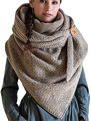 Niwicee Schal Dreieck Damen Shawl Button Knopf Dreieckstuch Streifen Warm Soft Gemustert Einfarbig Herbstschal Winterschal Herbst Winter Gift HalstüCher Frauen(Multicolor-12, 1PC) W35KKH von Niwicee