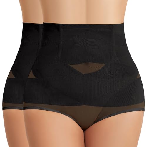 Niwicee Shapewear Damen Bauchweg Unterhose Damen Miederhose Hohe Taille Miederslip Figurformende Unterwäsche Formt Sofort Höschen Nahtlose Elastisch Body Shape-D-Schwarz*2-L von Niwicee
