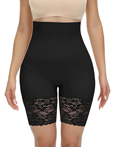 Niwicee Shapewear Damen Bauchweg Unterhose Damen Spitze Miederhose Hohe Taille Figurenformend Unterwäsche Leggings Body Shaper Taillenformen Atmungsaktive Slip Bauch Weg Stark Formend-Schwarz-L von Niwicee