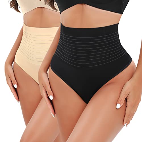 Niwicee Shapewear Damen Bauchweg Unterhose Damen String Tanga Miederhose Hohe Taille Bauch-Weg-Effekt Formt Sofort Shaper Miederslips Figurformende Nahtlose Unterwäsche-Mixed-M von Niwicee