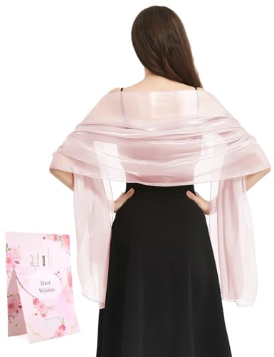 Niwicee Stola Damen Festlich Schal Stola Für Abendkleid Funkelnde Metallische Tücher Abendparty Kleider Hochzeit Brautjungfer Frühling Sommer Brautkleider Pashmina Schals-Rosa von Niwicee