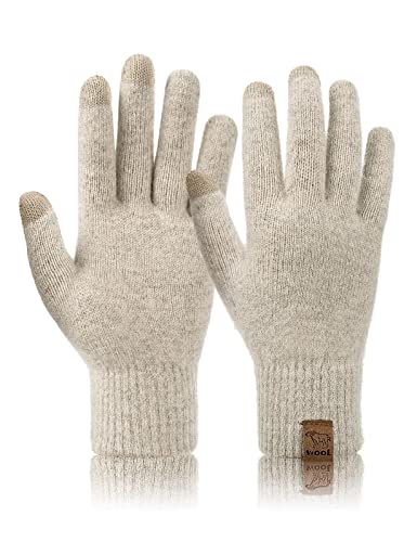 Niwicee Strickhandschuhe Touchscreen Winter Fleece Warme Stretch Handschuhe Herren Winter Handschuhe Damen Frauen Winterhandschuhe Outdoor Wandern Arbeit Für Indoor-Beige-Herren- von Niwicee