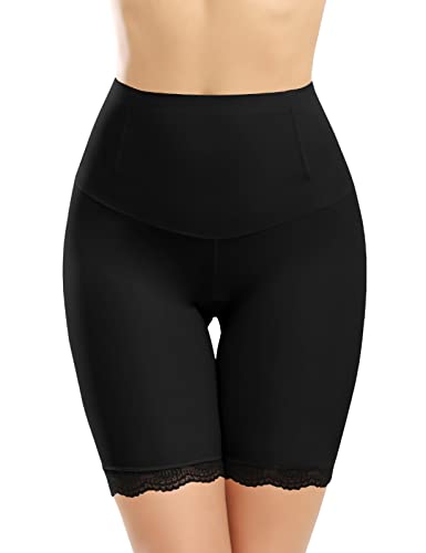 Niwicee Unterhosen Damen Miederpants Radlerhose Kurze Hose Unter Rock Mit Spitze Sicherheitshose Nahtlose Boxershorts Shorts Höschen Leggings Panties Lange Unterwäsche Miederhose Sommer-Schwarz-L von Niwicee