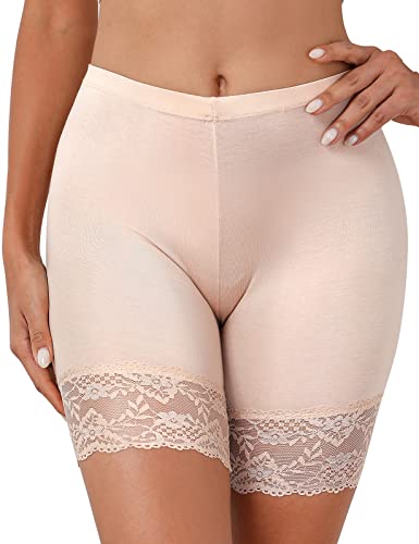 Niwicee Unterhosen Radlerhose Boxershorts Damen,Unter Rock Kurz Hose Anti-Chafing,Datenschutz Anti-rutsch Nicht Gekräuselt,Spitzenrand Elastik Panties Short Length Slipshorts Damen-Farbe-M von Niwicee