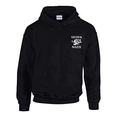 Gegen Nazis - Kapuzenpullover schwarz, Größe: XXL von Nix Gut
