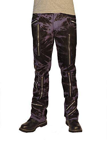 Nix Gut - Bleach - Hose im Straight-Fit-Style in Black/Purple mit Reißverschlüssen, Größe: 32 von Nix Gut