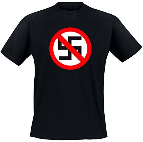 Verbotsschild - Gegen Nazis, T-Shirt, Farbe: Schwarz, Größe: M von Nix Gut