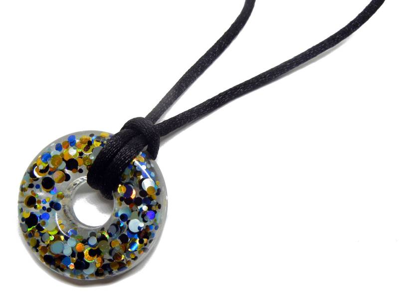 Resin Donut Halskette - Blau Gold Sparkle Anhänger Resin Donut Halskette - Blau Gold Sparkle Anhänger von Nixcreations