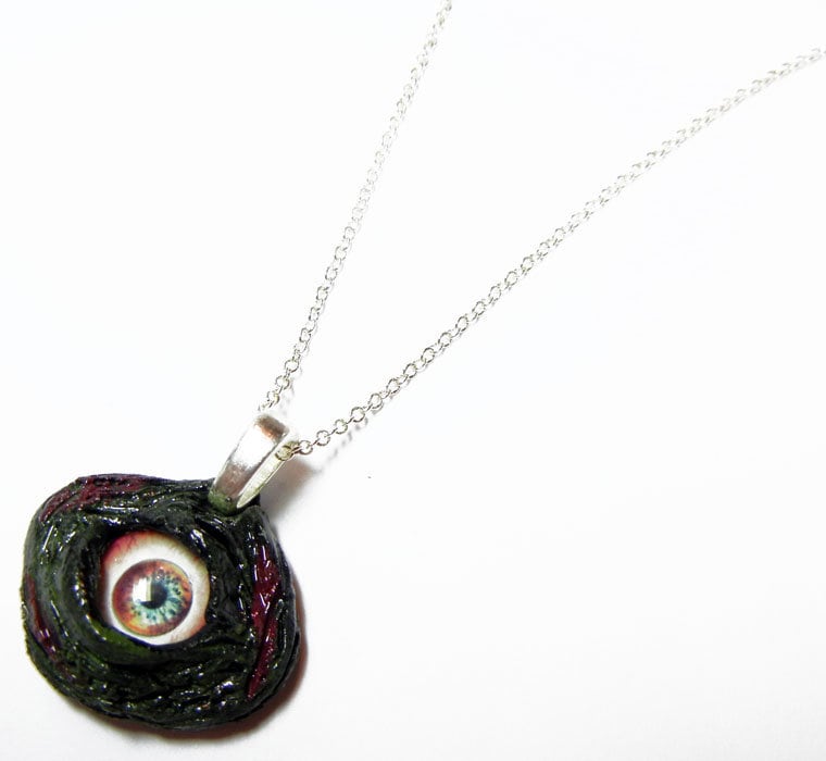 Zombie Auge Anhänger - Polymer Clay Glas Kupfer Grünes Mit Sterling Silber Ketten-Option Zombie Auge Anhänger - Polymer Clay Glas Kupfer Grünes Mit Sterling Silber Ketten-Option von Nixcreations