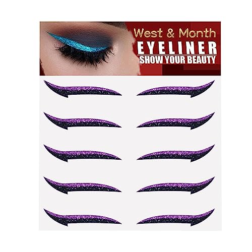 Aufkleber Eyeliner Glitzer - 5 Paar Sofort Selbstklebende Eyeliner-Schablonen Mit Glitzer | Aufkleber-Eyeliner-Werkzeug, Make-up-Eyeliner-Aufkleber, Geflügelte Eyeliner-Schablone Für von Nixiara