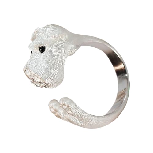 Handgefertigter Welpenring - Verstellbares Wrap -Fingerband, Offener Hundschmuck, Einzigartiges Tierdesign | Frauen Geschenk Für Mutter Tochter Freunde Teenager Kinder Kinder Jugendfamilie Kolleg von Nixiara