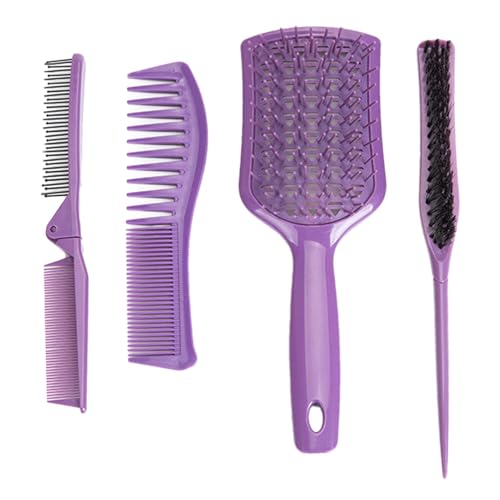 Kammset Für Frauen - 4piecesspyling Combs, Tragbare Friseurbürste | Purple Teassing Kit, Faltbare Multifunktionale Pflegemassage Haarbürsten Für Salon Travel Beauty Home Care Supplies von Nixiara