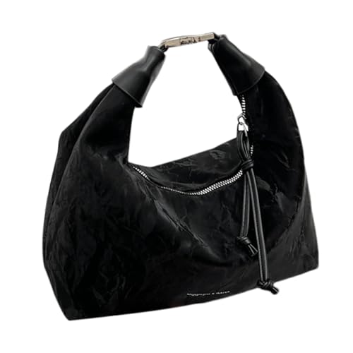 Nixiara Handtaschen für Damen, Handtaschen aus PU-Leder - Fomes aus modischem PU-Leder weiche Taschen | Elegante Einkaufstaschen mit Metallknotengriff, multifunktionale Handtaschen für, Schwarz , Se von Nixiara