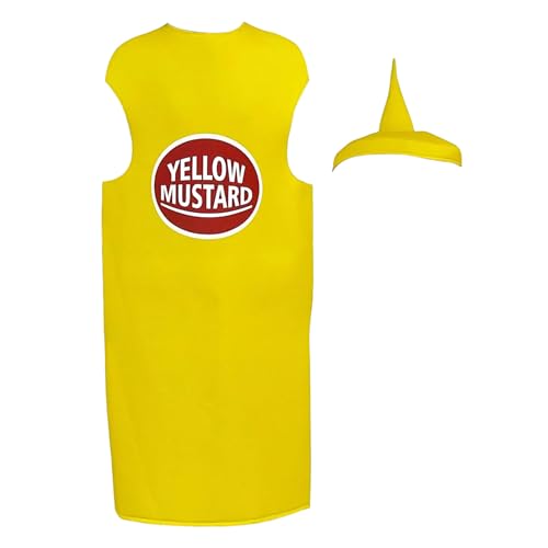 Nixiara Senf Ketchup Kostüm - Unisex Erwachsene Ketchup Senf Verkleidung | Unisex Rollenspiel Verkleidungskleidung Für Erwachsene Paare Und Männer von Nixiara