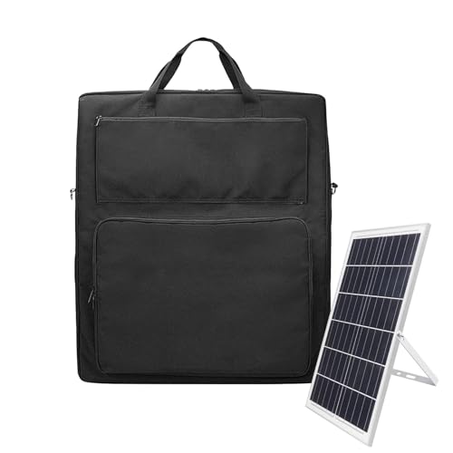 Tasche aus Solarpanel | Reisetasche aus doppelschichtigem Solarpanel, Organizer aus gepolstertem Nylon, wasserdicht, tragbar, mit mehreren Taschen und Schultergurt für den Außenbereich, Schwarz von Nixiara