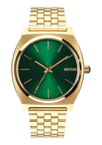 Nixon Time Teller Damennuhr Analog Quarz mit Edelstahl Armband Gold / Green Sunray von Nixon