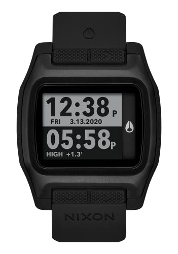 NIXON High Tide A1308-100m Wasserdichte Herren Digital Surf Watch (44 mm Ziffernblatt, 23 mm PU/Gummi/Silikonband) – Hergestellt aus recyceltem Ocean Plastics Casual OSFM Schwarz von Nixon