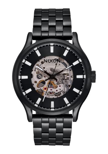 NIXON Spectra A1323-100M wasserdichte Unisex-Automatikuhr (40 mm Ziffernblatt, 20 mm - 18 mm Edelstahlband), schwarz / schwarz, OSFM, von Nixon